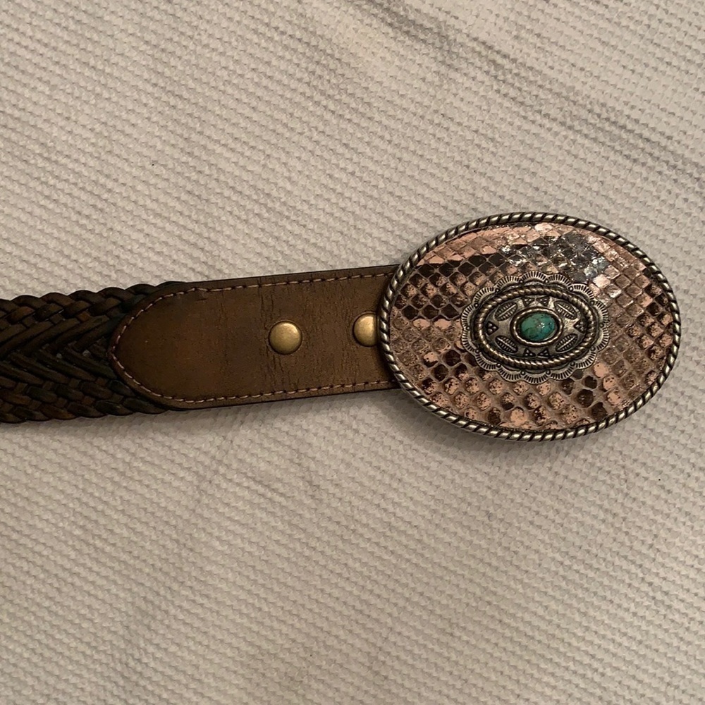 Vintage Ivan belt buckle brown weaved leather L​​​​​​​​​​​​​​​​​​​​​​
